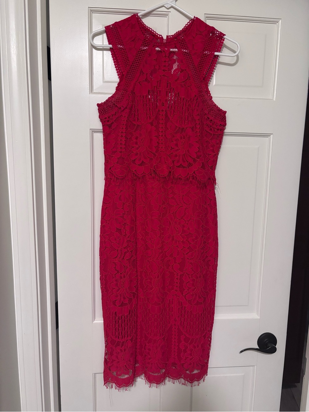 Lulus Red Lace Sleeveless Midi Dress